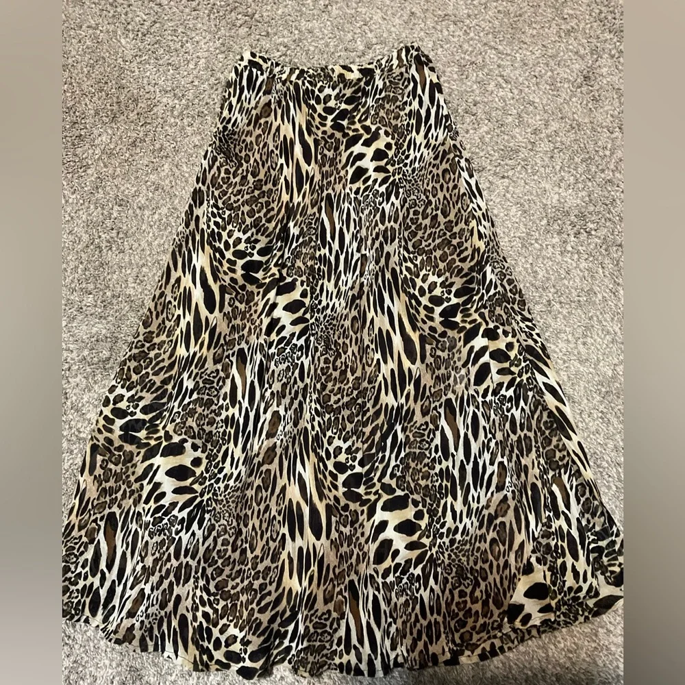 Reversible Floral and Animal Print Women's Maxi Skirt Flowy Small - Picture 2 of 7